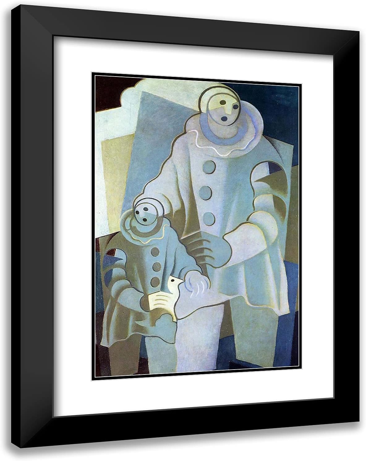 ArtDirect Gris, Juan 19x24 Gold Ornate Framed Art Print with Double Matting Titled: Two Pierrots