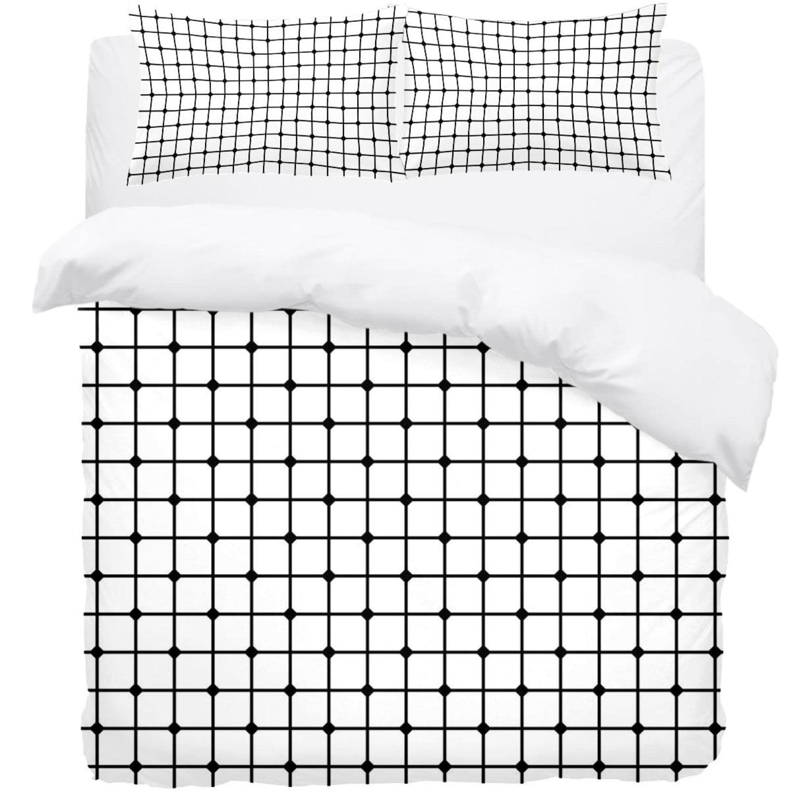 Housse de couette géométrique et taie d'oreiller douce thermique