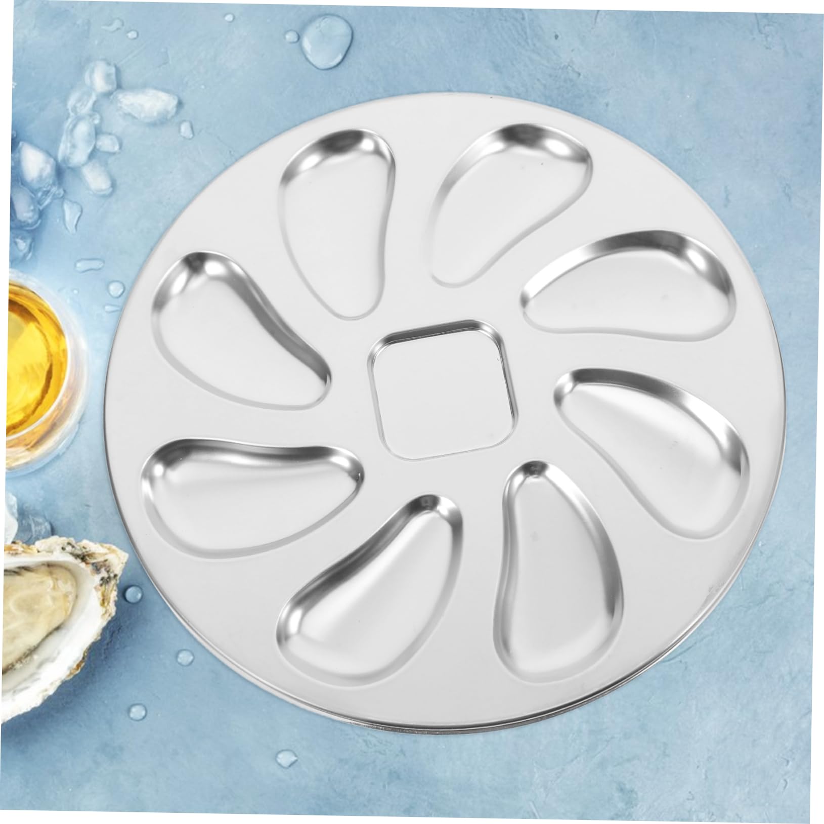 10 Pièces Doutils INOX pour Huîtres avec Fourchettes Pince à et Plateau de Service Kit Pratique pour Préparation de Fruits de Mer à et Restauration