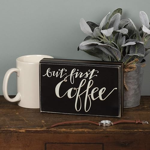 Miniatura 3 de Primitives by Kathy 29002 But First Coffee Box Sign