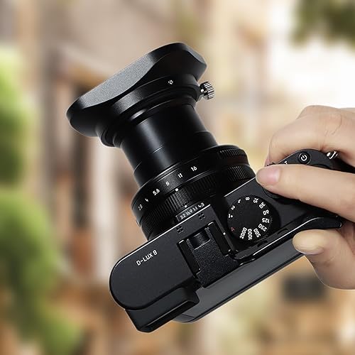 Miniatura 8 de Haoge Parasol de lente de metal cuadrado de 1.693 in para Leica D-Lux 8 accesorios de cámara parasol de lente atornillado