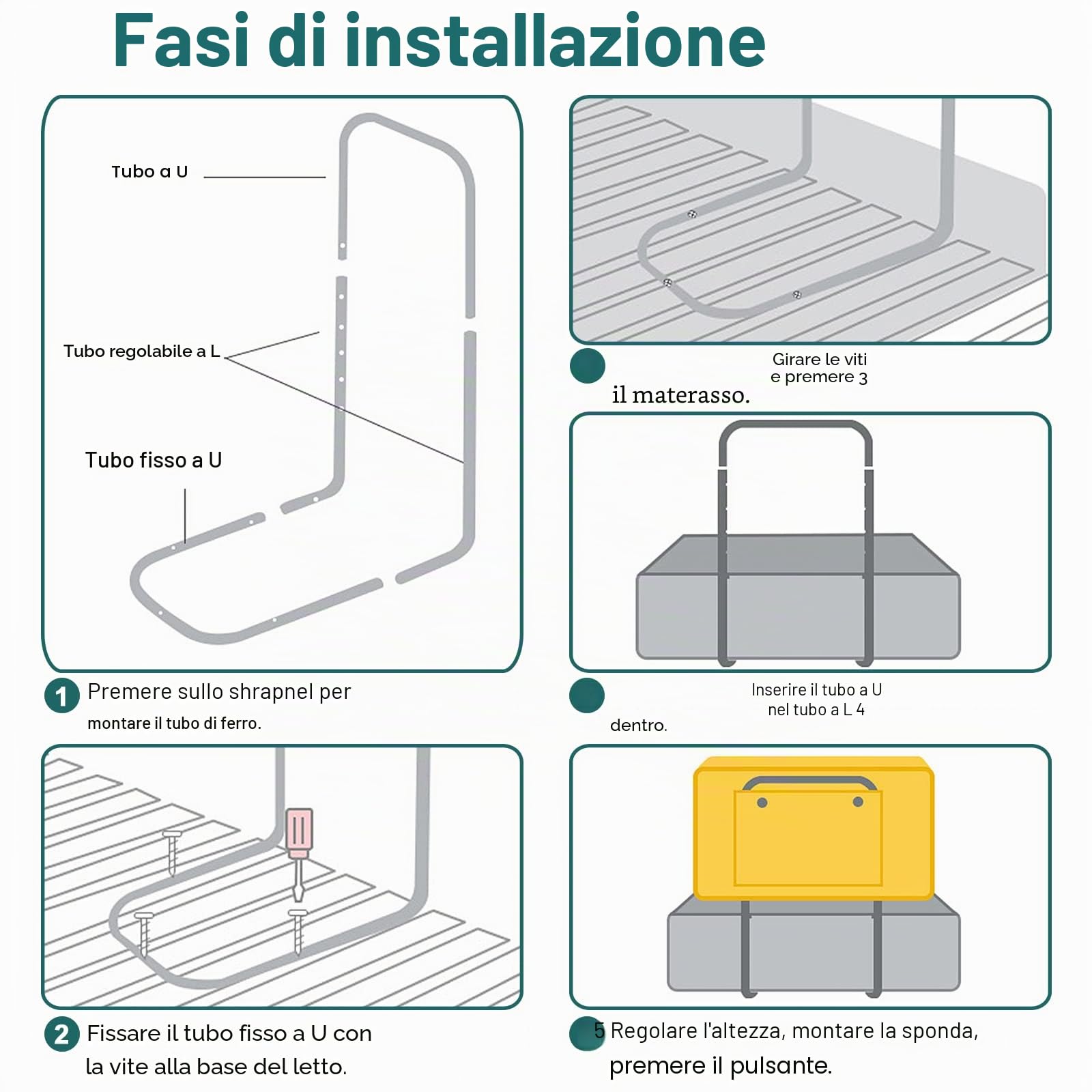 UISEBRT Barriera di sicurezza letto per Bambini, Sponda di Sicurezza bambino, protezione anticaduta per letto, regolabile in altezza, Anticaduta infantile, 200 cm