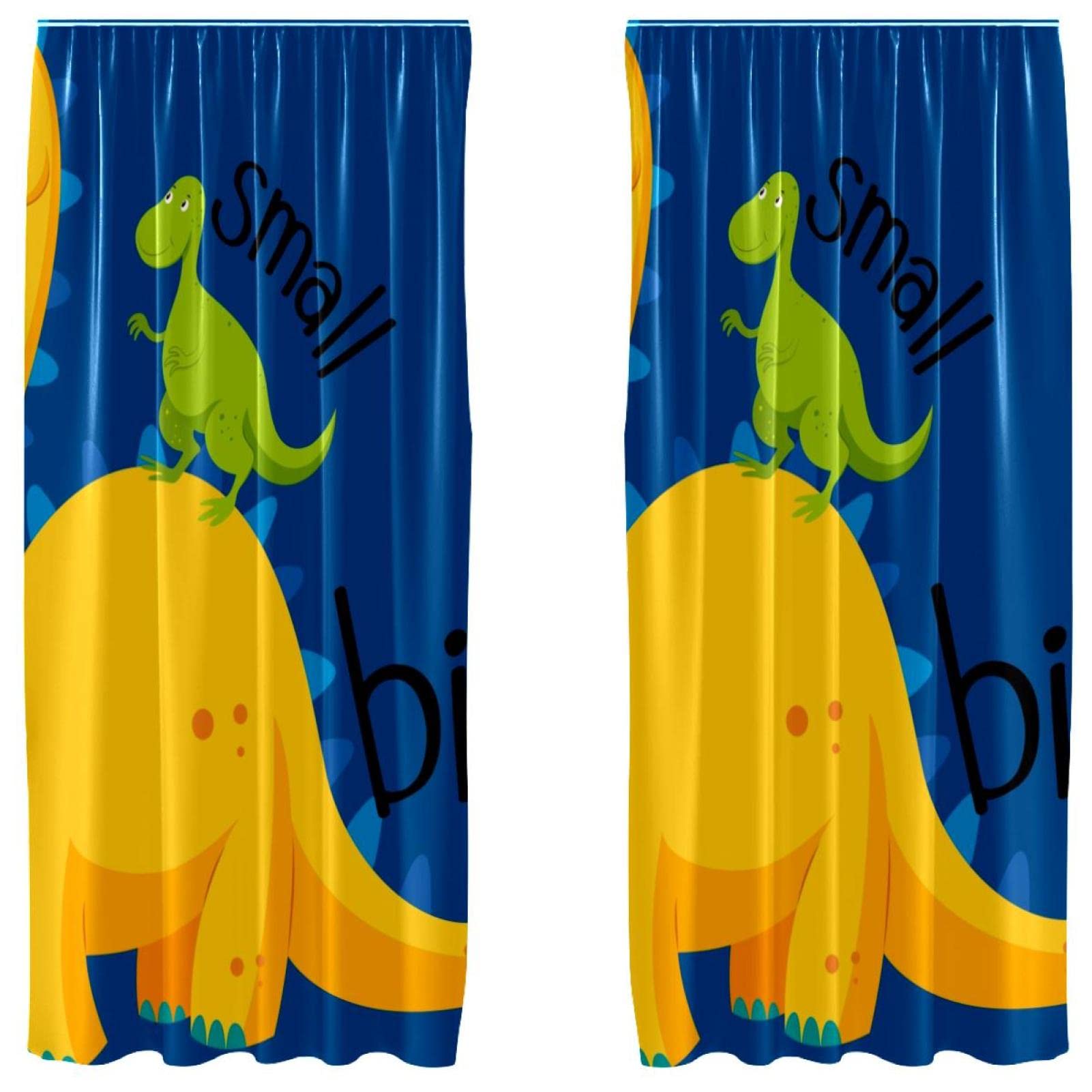 Cortinas para ventana de sala con diseño de dinosaurio, set de 2 paneles de 55 x 84 pulgadas
