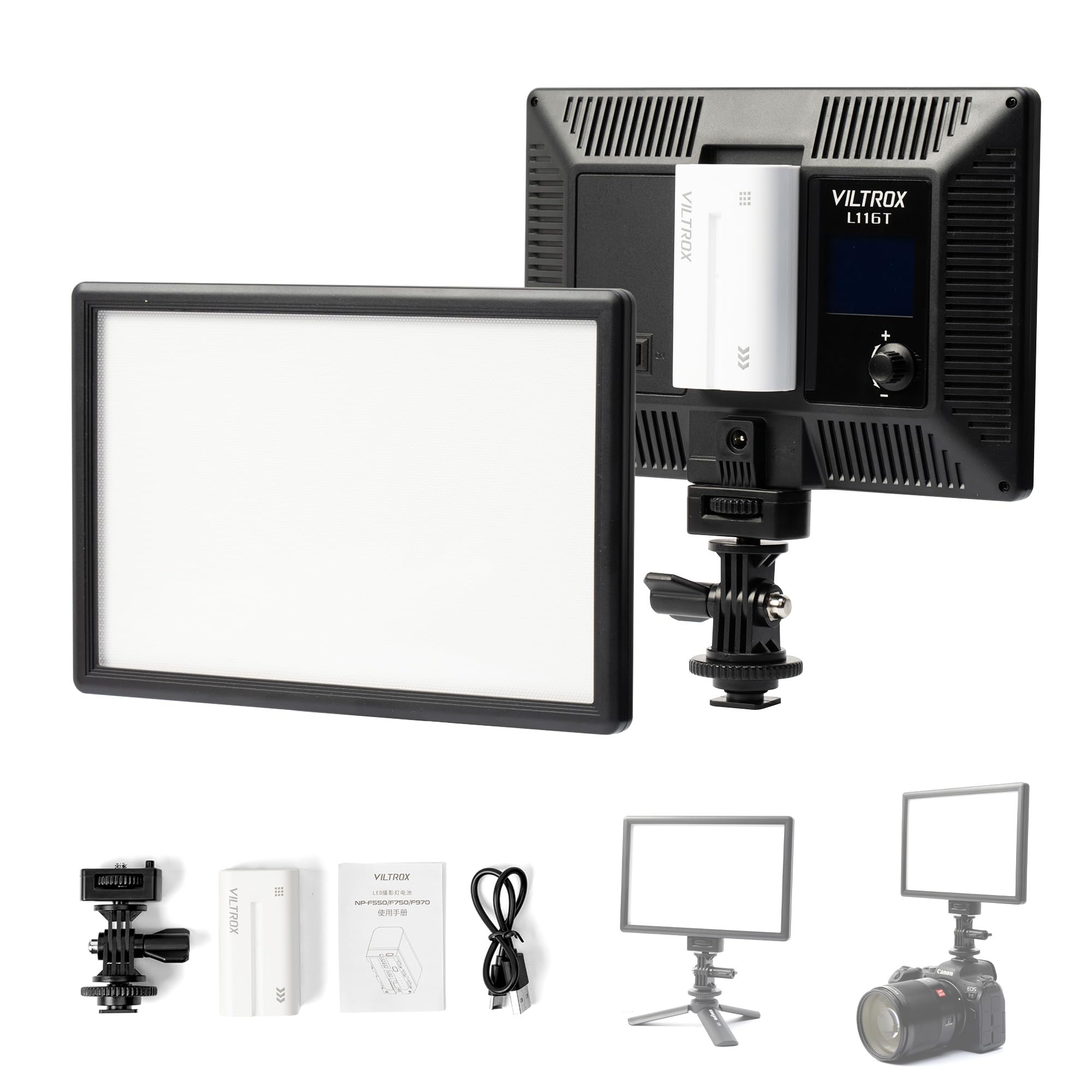 Viltrox Pannello LED Luce Video L116T – Sottile, Professionale, Per Canon Nikon Sony Con Batterie NP-F550