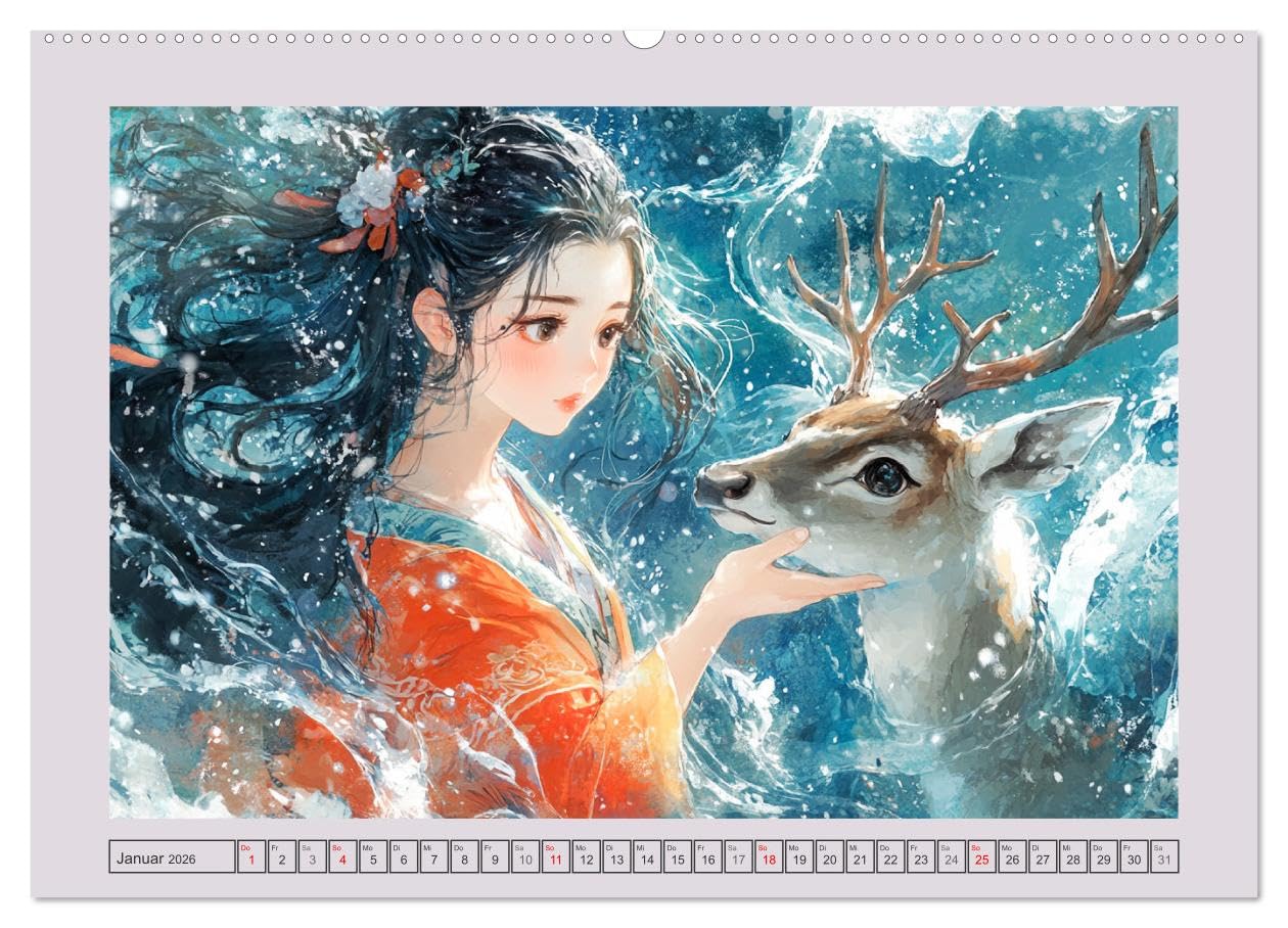 Traumwelten. Mangas mit magischen Begegnungen (Wandkalender 2026 DIN A2 quer), CALVENDO Monatskalender: Lass dich von lieblichen Mädchen in Träume entführen (CALVENDO Tiere)