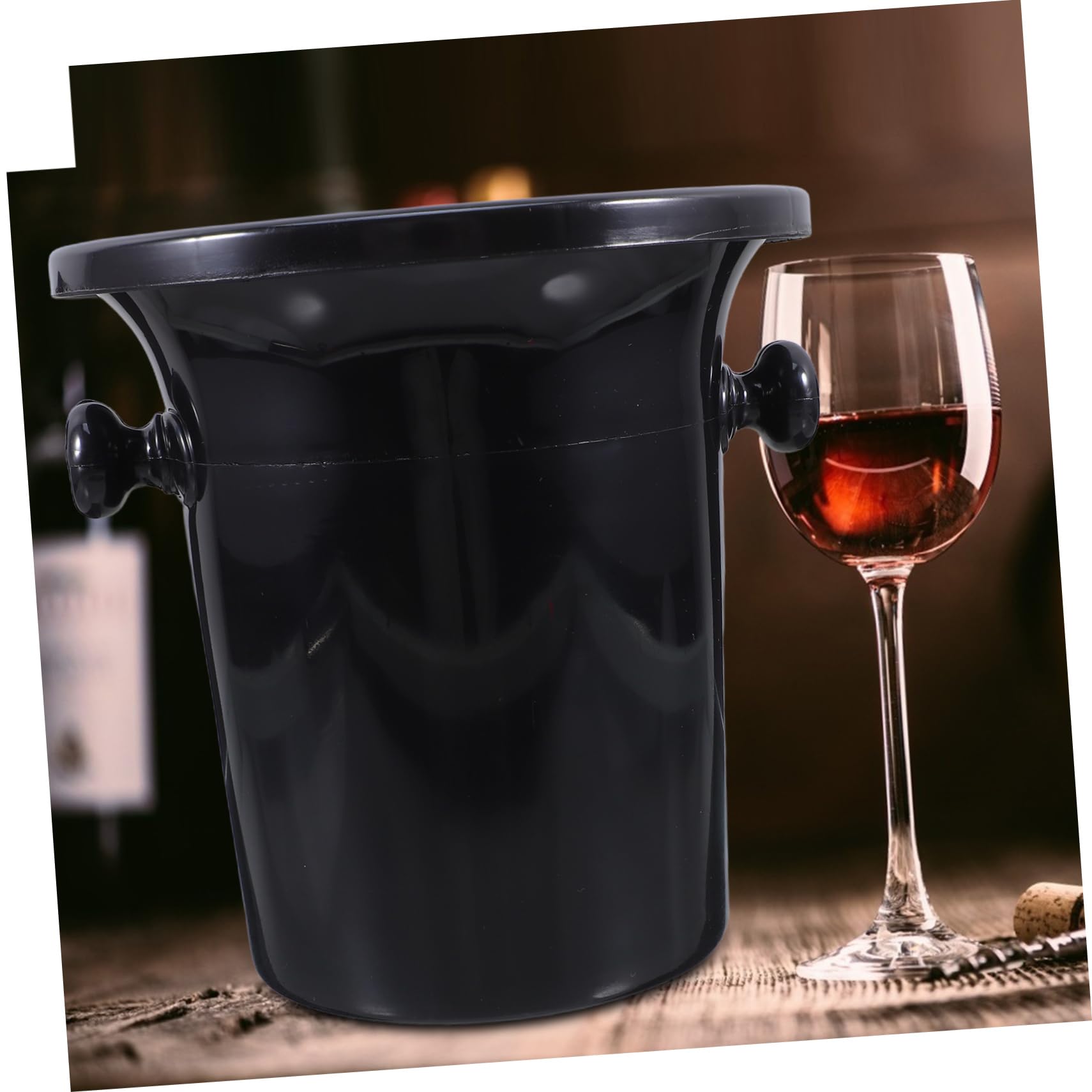 Cabilock 4piezas Cubos De Hielo Redondos Negros para Cata De Vinos Escupideras De Doble Asa Diseño Occidental