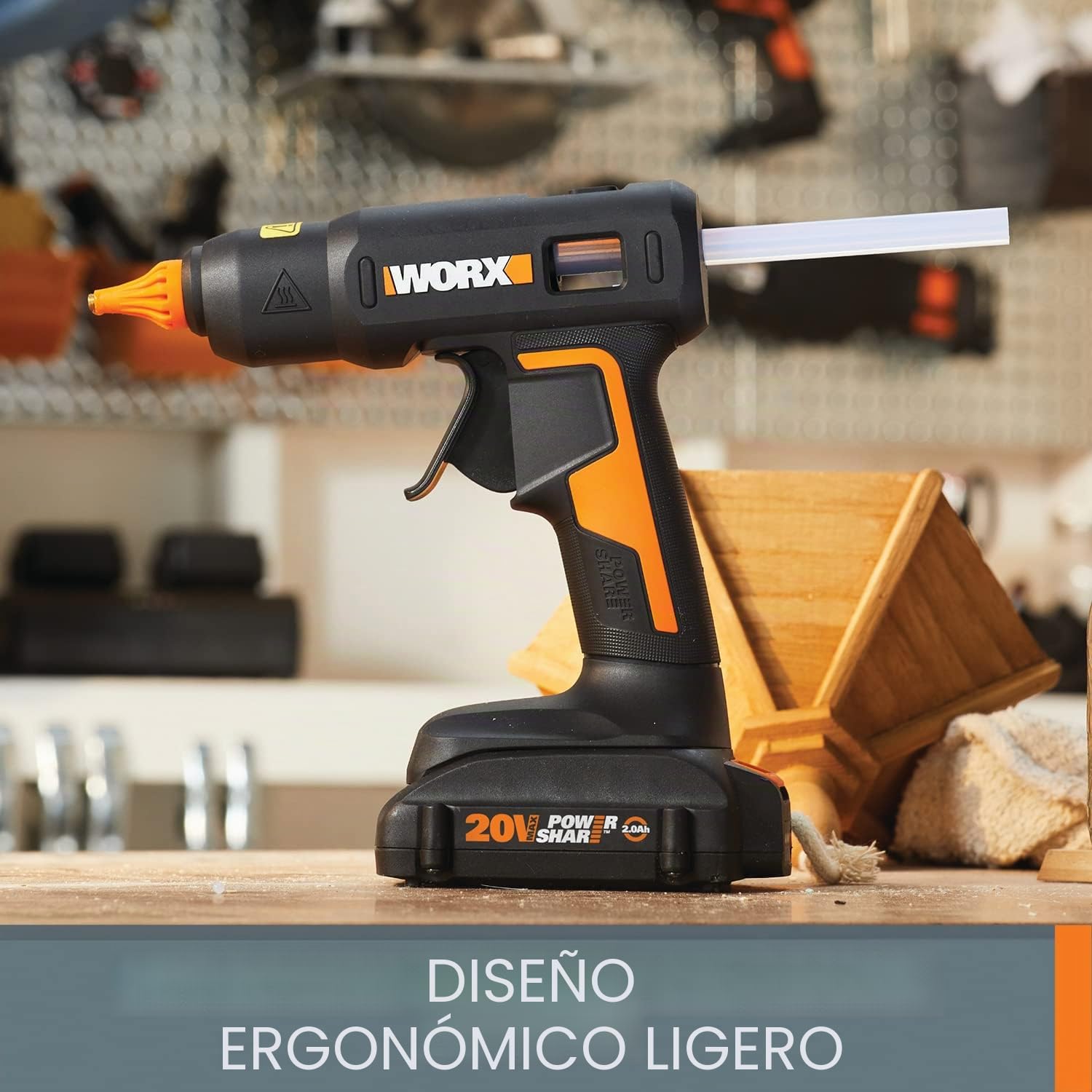 Worx Pistola de pegamento caliente de tamaño completo Power Share de 20 V WX045L.9- (solo herramienta)
