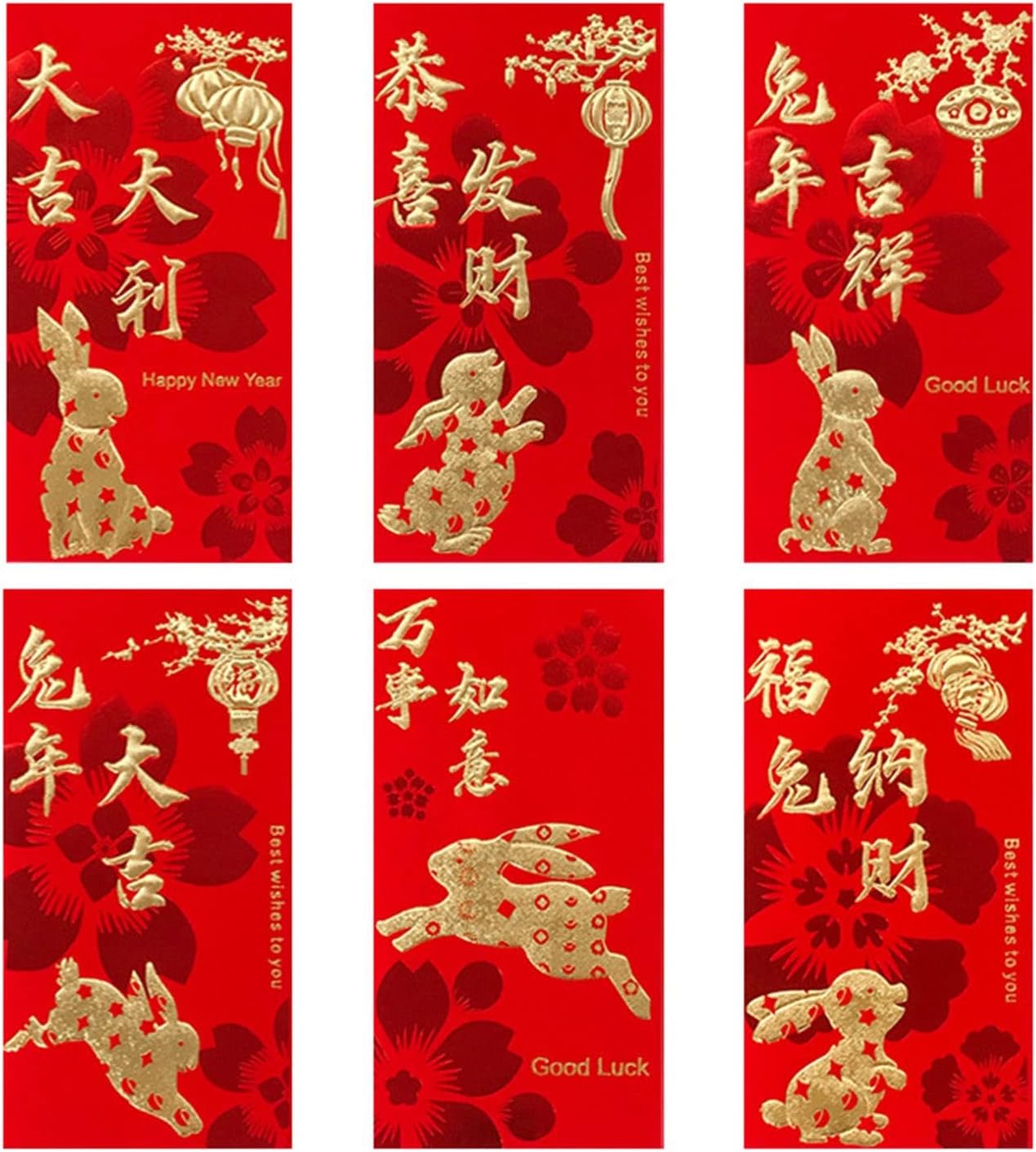 Honrane 6Pcs Chinese New Year Red Envelopes, Lucky Money