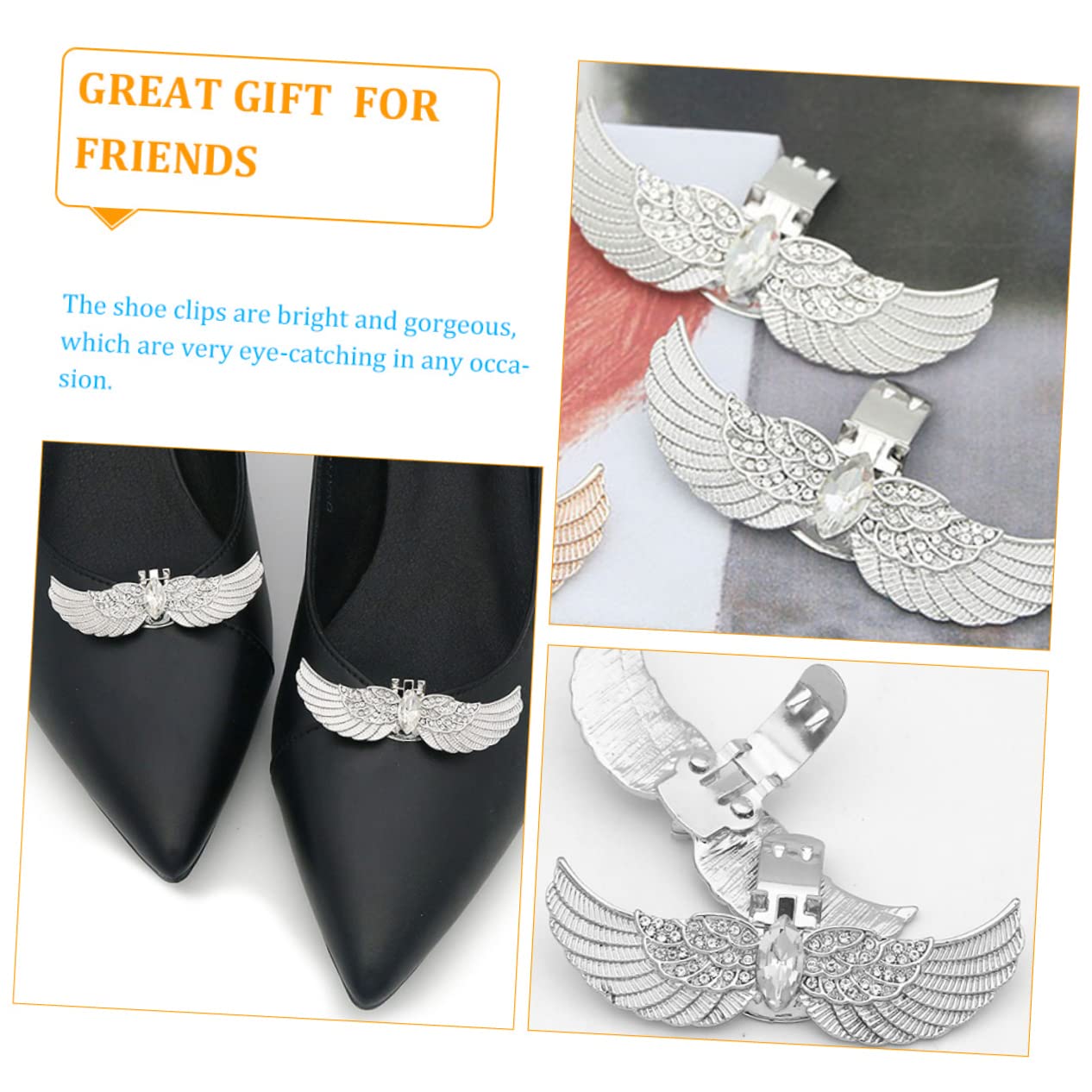 BESTYASH Lot De 4 Pinces À Chaussures De Luxe Pour Escarpins Breloques Décoratives En Cristal Pour Chaussures De Mariage Accessoires De Mode 2 Pièces X 4
