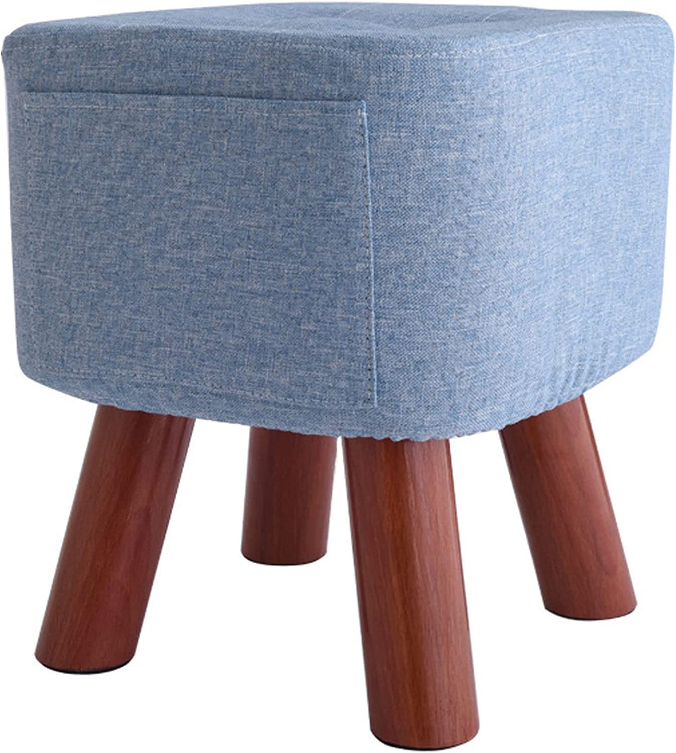 Pouf de rangement avec grande poche et petit tabouret bleu Jam