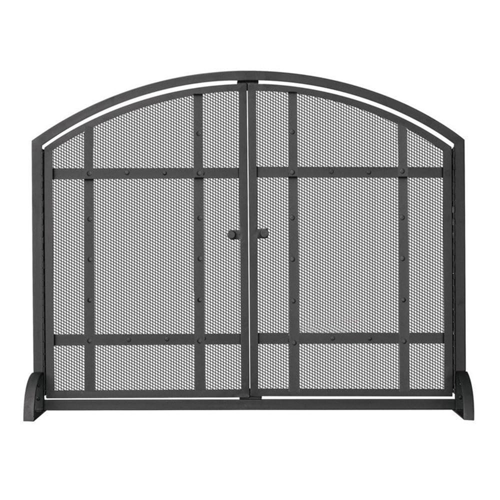 fireplace cover Retro Wrought Iron Fireplace Screen Fireproof and Anti scald Net Home Partition Decoration Double door