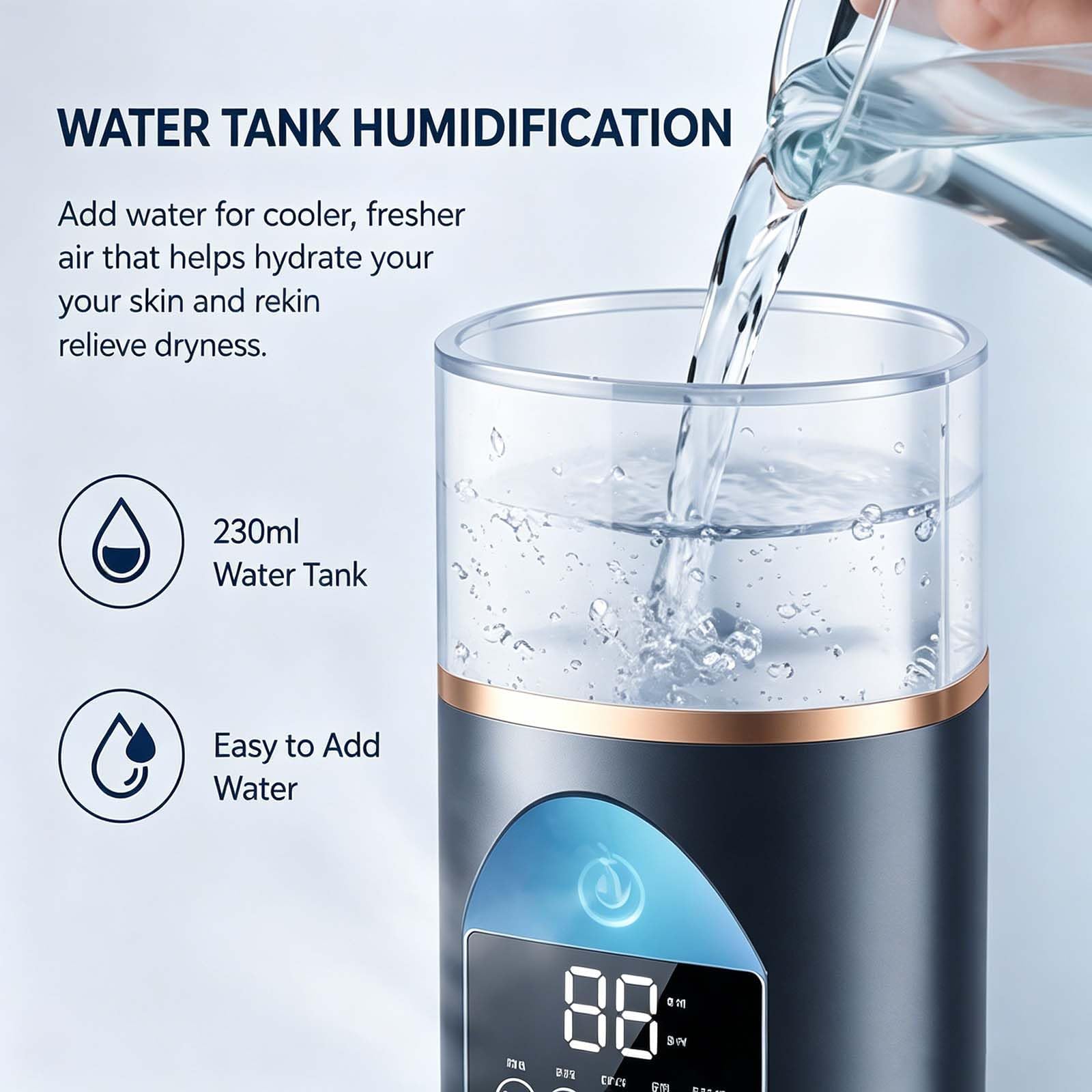 Przenośny wentylator chłodzący wodą, chłodnica powietrza wyparnego z pilotem i zbiornikiem 230 ml, cichy, 6 prędkości i 6-godzinny timer, wentylator kolumnowy do