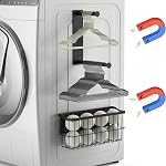 MFTEK Porte-bille magnétique et porte-boîte magnétique pour l'organisation de la salle de lavage, porte-benne extensible, bac à linge à aimants, panier en métal Ensemble de contenants de boule à sécheuse (noir)