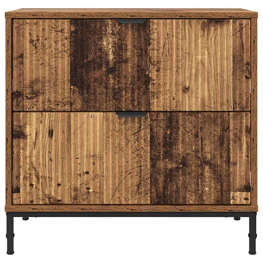 Hothingwell Nowoczesny stolik nocny z drewna z matowym wykończeniem, czarne stalowe nogi, do przechowywania w szufladach, 63,5 x 36 x 61 cm, łatwy montaż
