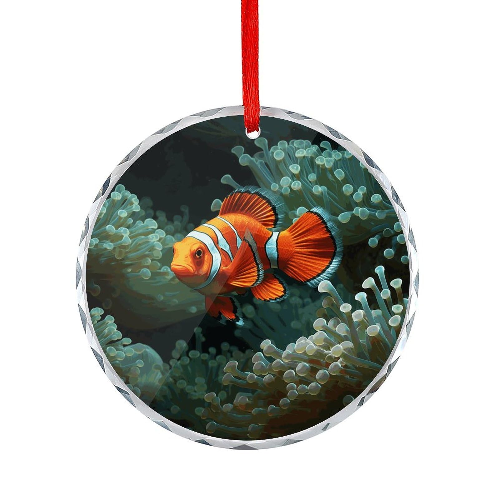 Fodpand Women's Style Fish Background Round Glass Ornament Keepsake Gift Exchange Ideas Car Decor,Christmas Ornaments For Tree Window Garden Ornaments