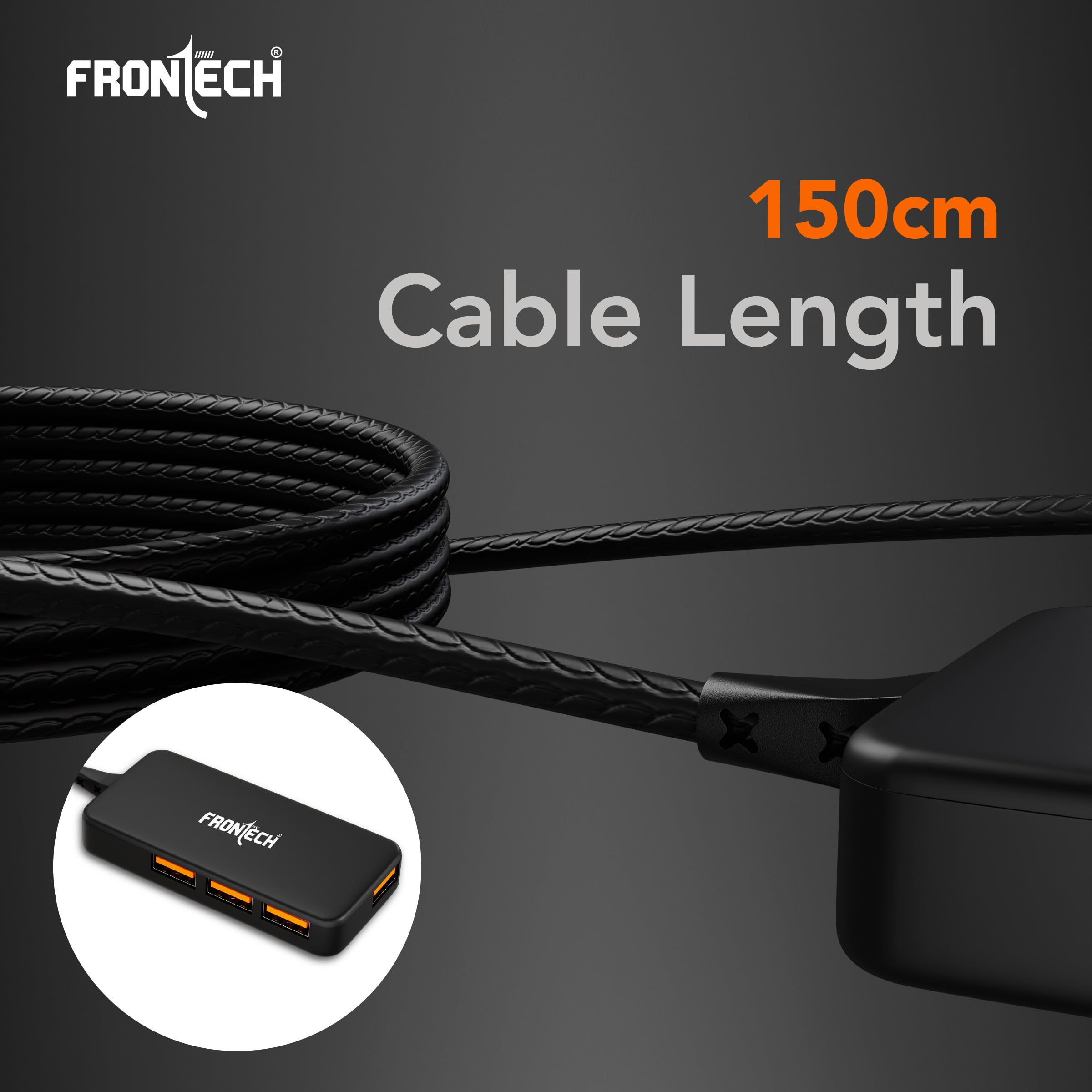 Frontech USB Hub with 4 Port, Switches & LED Indicators, Extra Power Support, 480 Mbps Speed - Each Port, Fuse Protection for PC, USB Flash Drives, Backed with 1 Year Warranty (NC-0062) — Amazon image 4