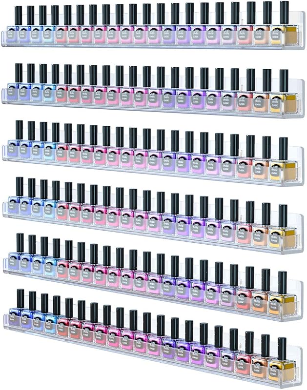 FEMELI Organizador de Parede para Esmaltes em Acrílico, 6 Prateleiras, Transparente, 60,96 cm