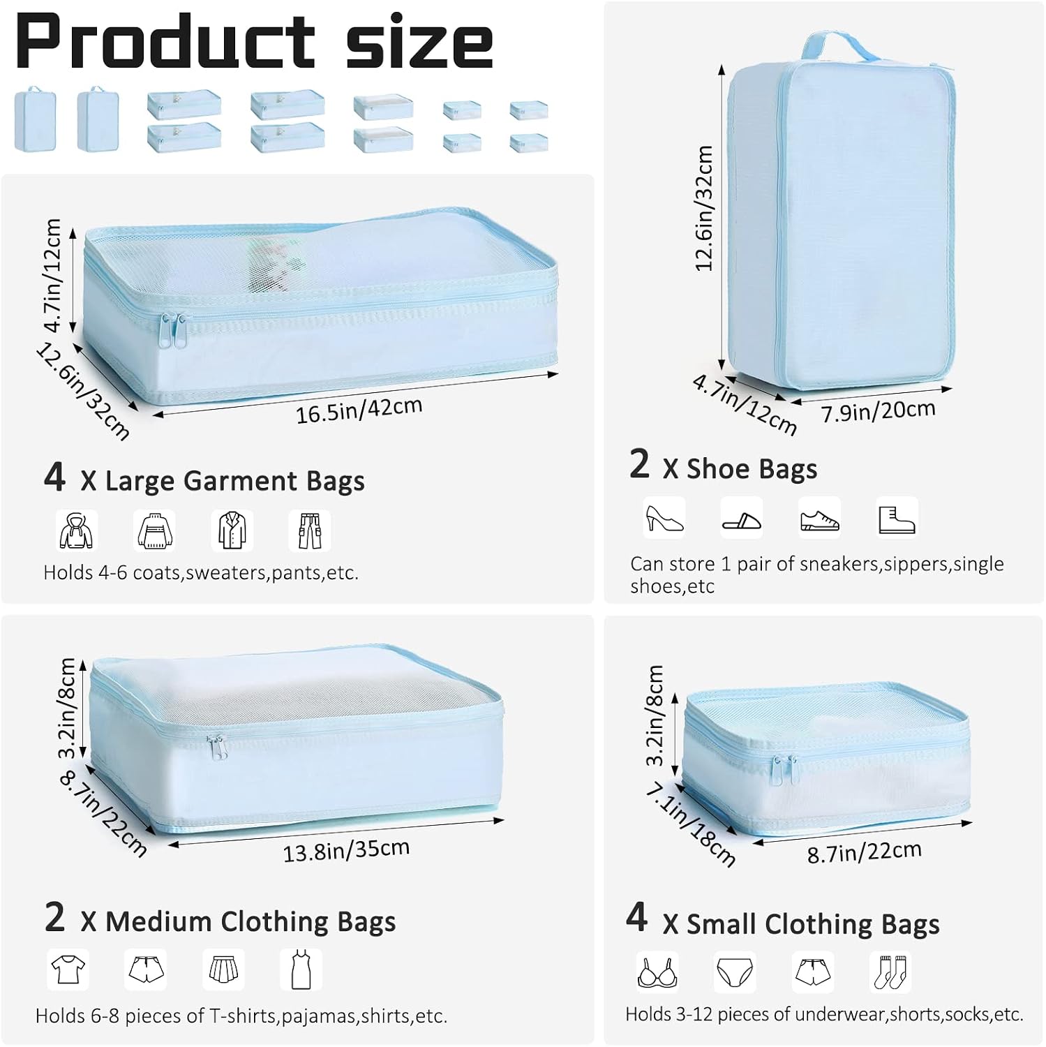 Reginary Travel Packing Cubes 10 Pcs with Shoe Bags image 2