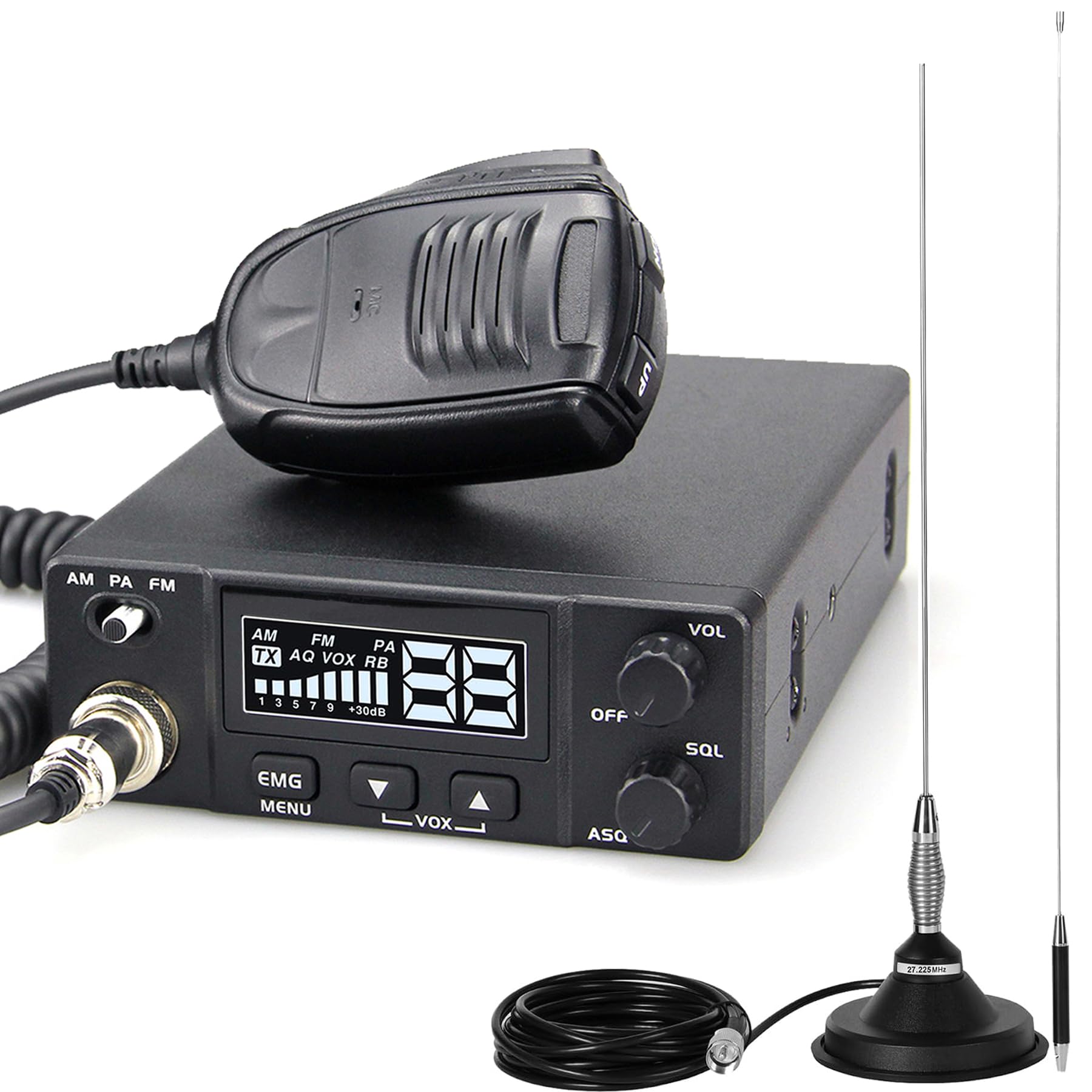 CB Radio Kit for Truck, 4-Watt AT-505PRO 40-Channel, AM/FM/PA