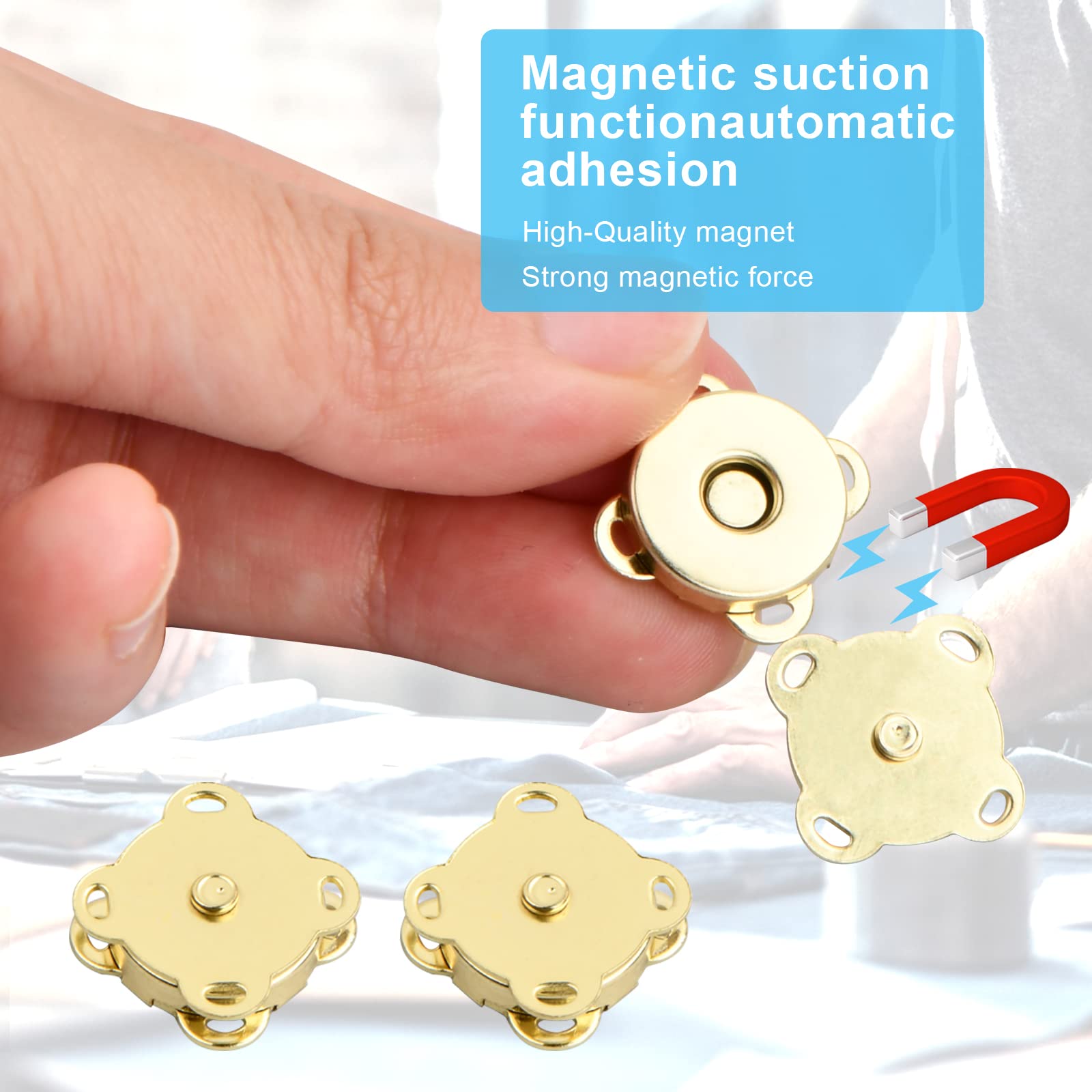 Boutons Magnétiques 14mm - 20 Paires Doré Et Argent - Pour Vêtements, Sacs Et DIY