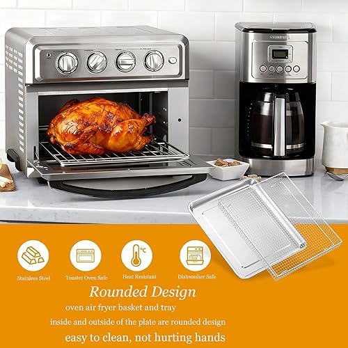 Miniatura 6 de Air Fryer Tray Replacement for Cuisinart TOA-60 TOA-65 TOA-70 Toaster Oven Deep Fryer Parts & Accessories, 12.4"x11" Stainless Steel Baking Sheet