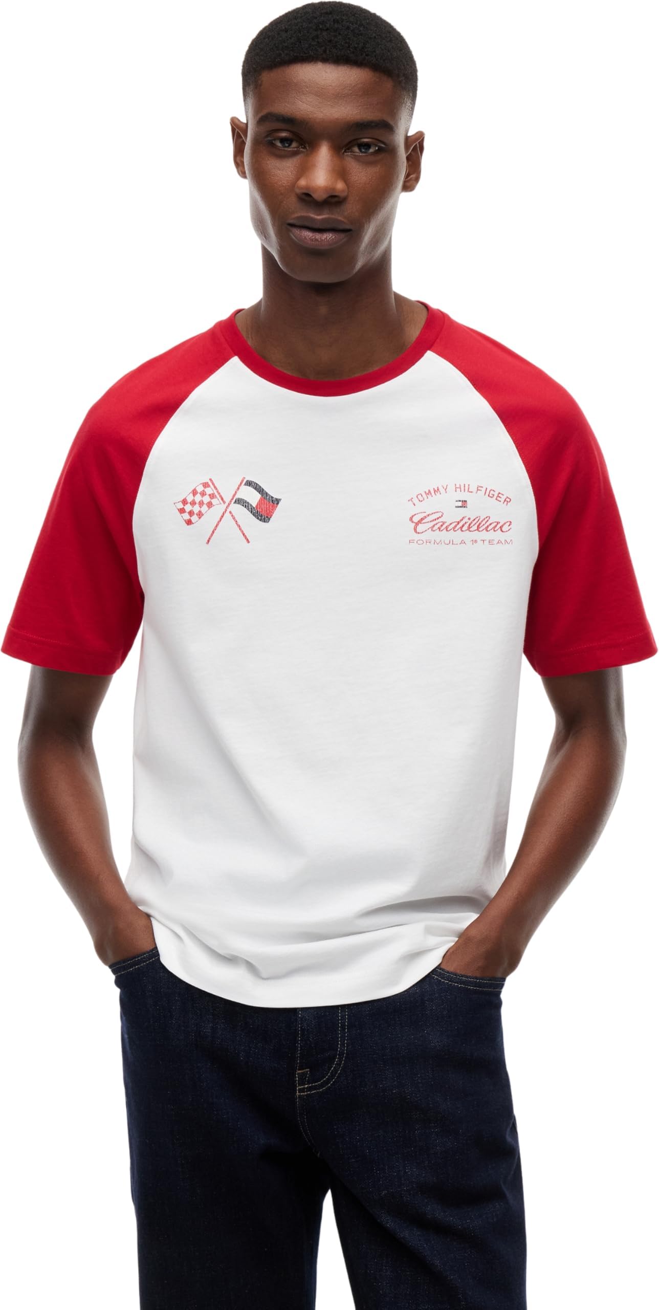 Tommy Hilfiger Unisex Th X Cf1 Varsity Raglan Tee Mn0mn00098 T-Shirts (Pack of 1)