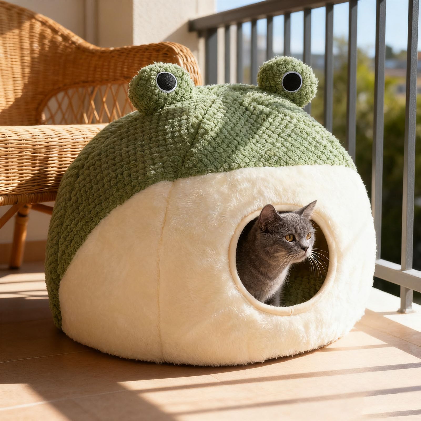 Cama Cueva para Gatos, Bonita casa Cerrada de Felpa Suave con cojín extraíble y Lavable para Gatos de Interior, Cama para Mascotas (M (Grande Taille))