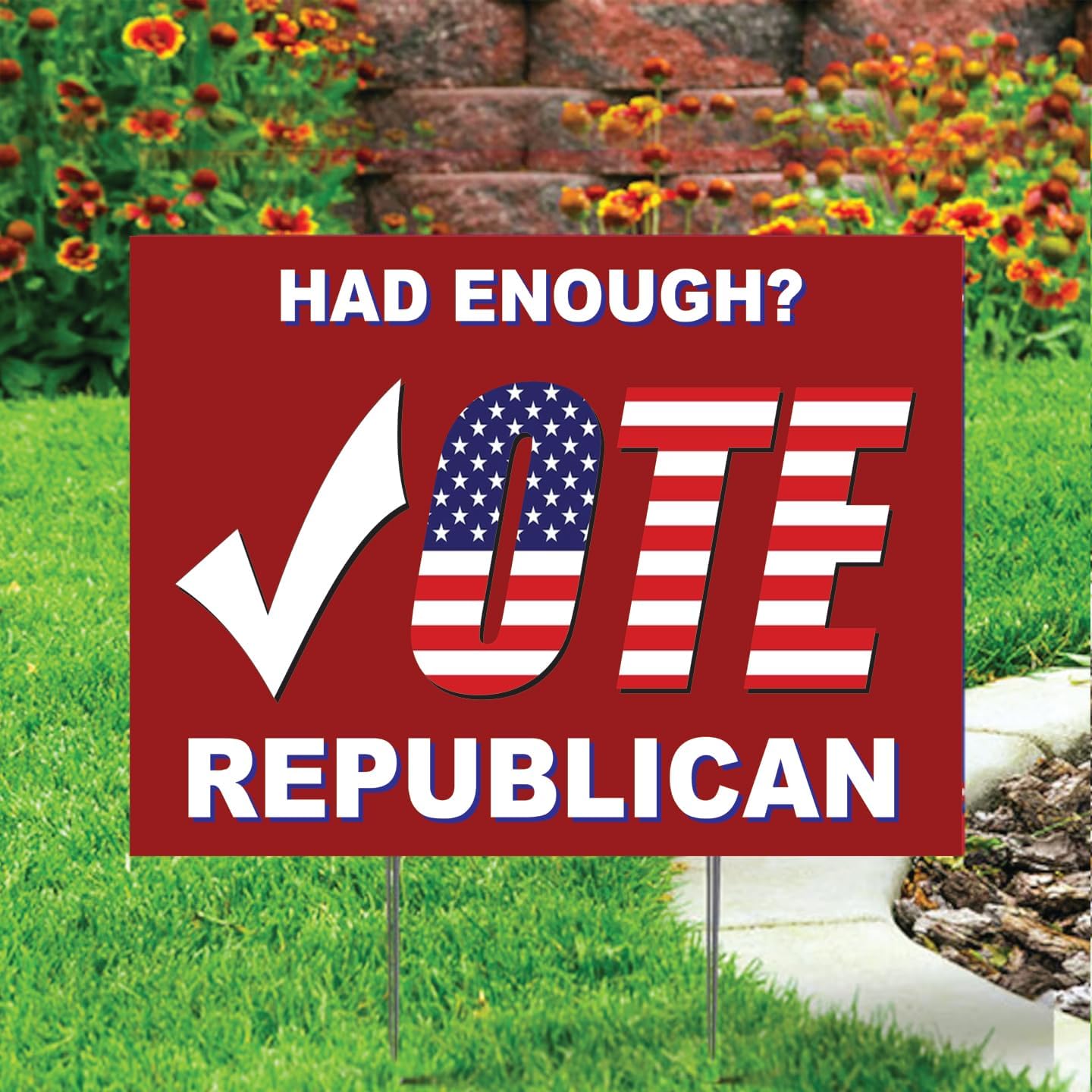 Afterprints Had Enough Vote Rebuplican Coroplast Yard Sign Support Trump 2024 Presidential Election Home Lawn Indoor Outdoor Décor Yard Sign With H Stake 18""x24"" Double Sided