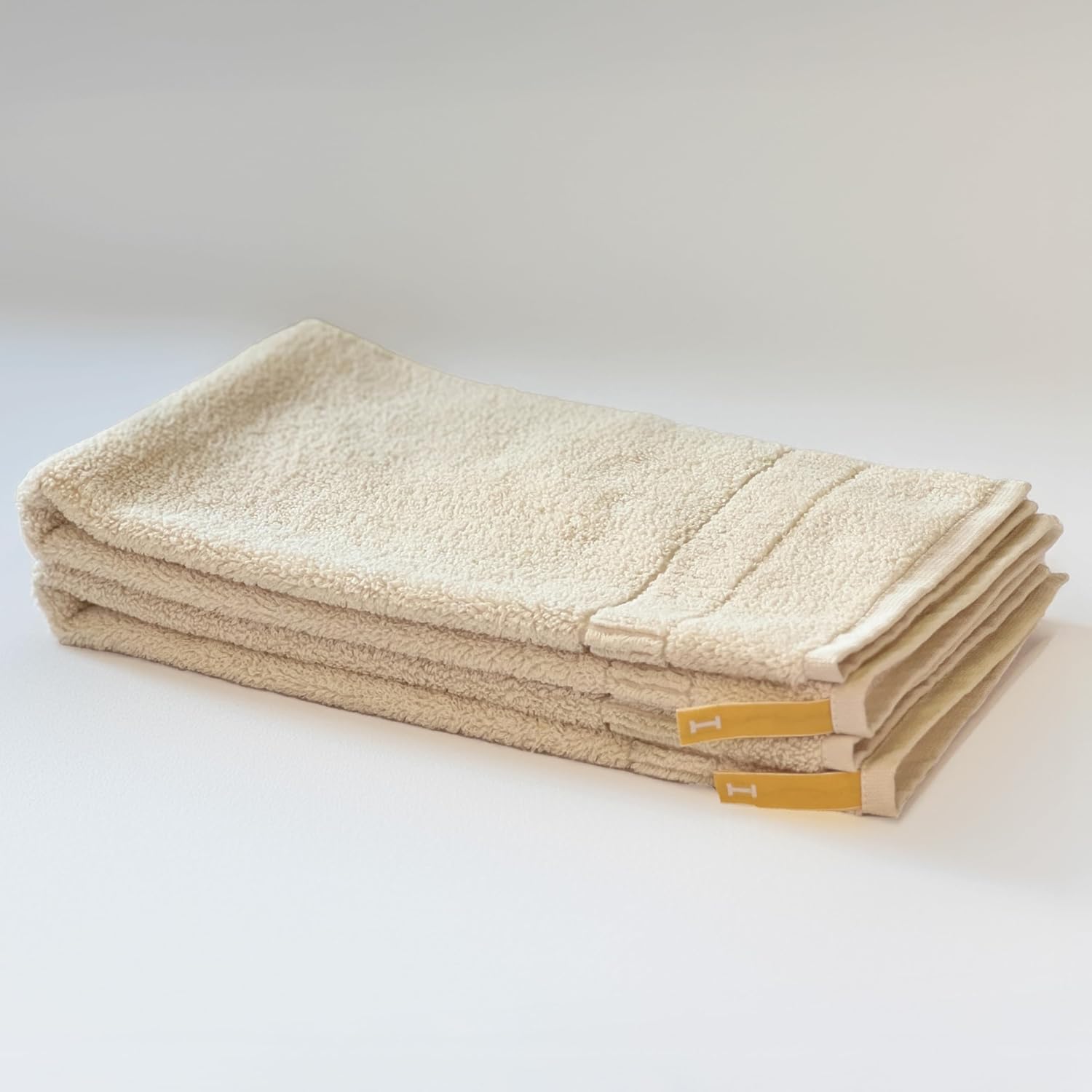 Extra Absorbent Organic Cotton Towels, Soft & Lightweight Plush,Made in Japan, Oeko-Tex Class 1 Certified (Ivory, Hand Towel Set of 2)