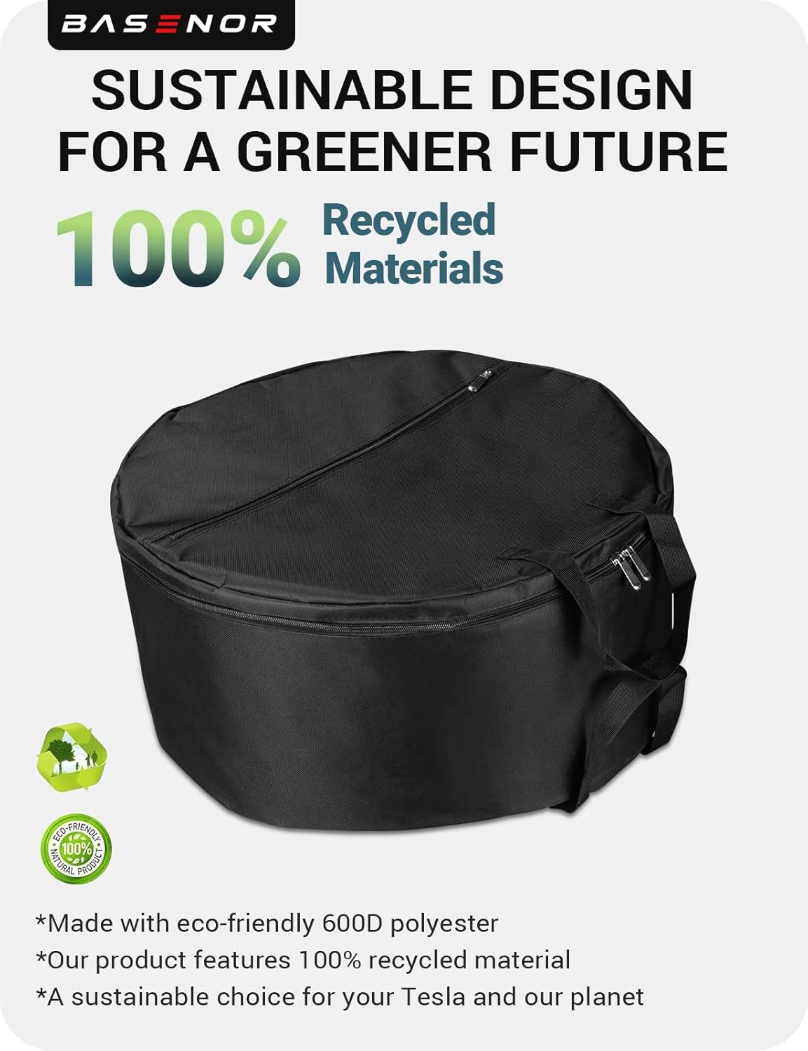 BASENOR Wheel Hubcap Storage Bag for 2017-2026 Tesla Model Y & Model 3, Waterproof Carrying Bag Compatible with 18" 19" 20'' Gemini/Aero Covers Trunk Garage Organizer (Standard/Premium/Performance)