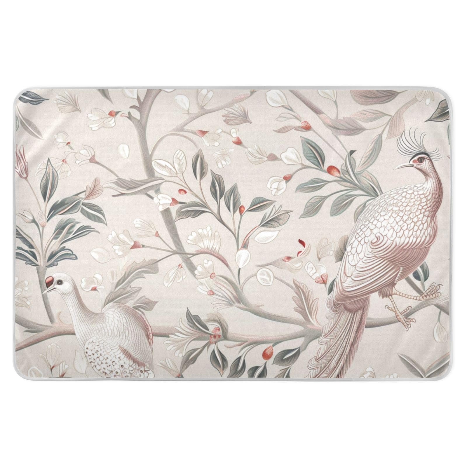 William Morris Style Phoenix Tree Beige Potty Training Pad Waterproof Washable Diaper Changing Pad Skin-Friendly Diaper Pads for Children Adults Pets, 52