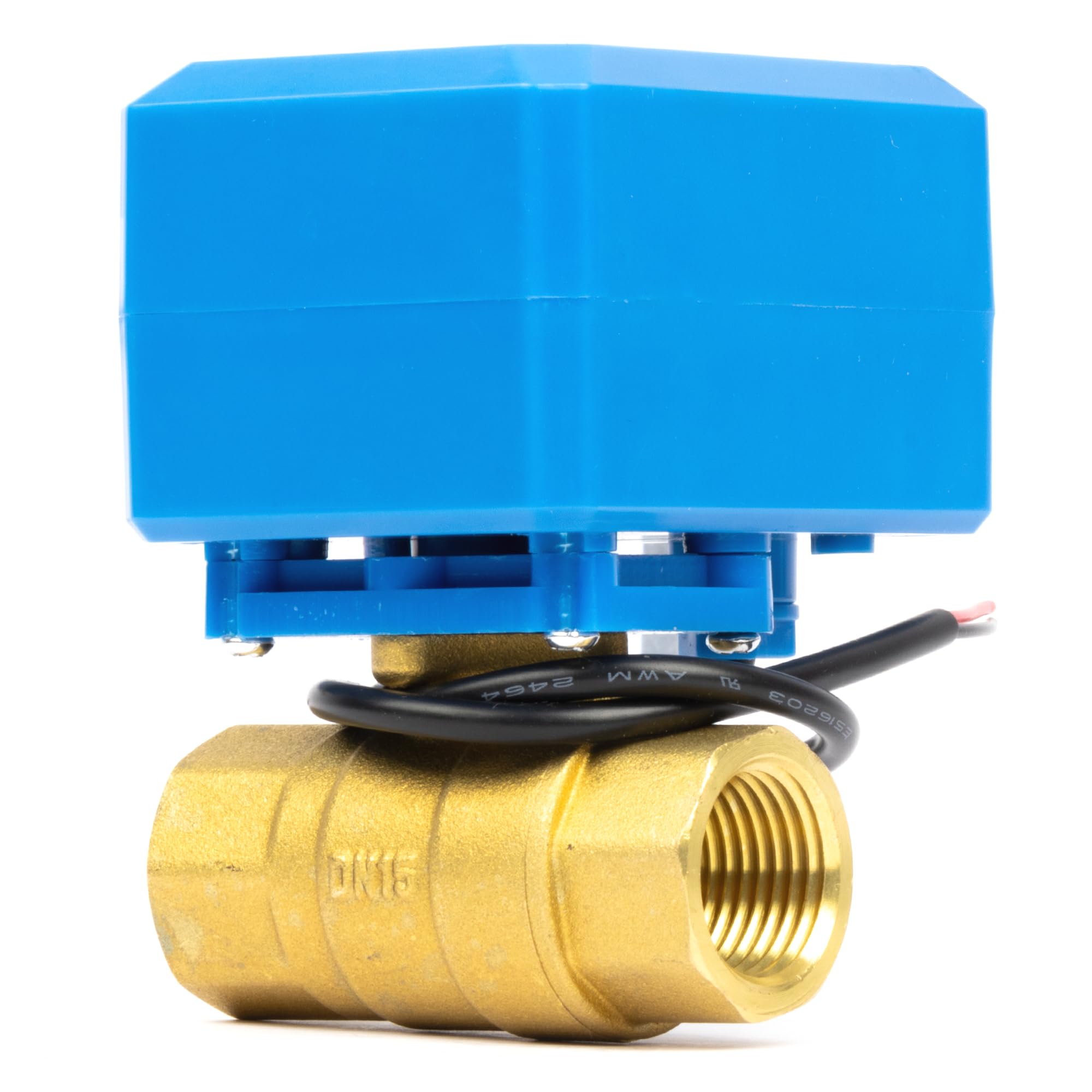 Valvola a sfera motorizzata in ottone da 1/2", ritorno automatico a 2 fili, 9-36 V AC/DC con 3 spie, normalmente chiusa