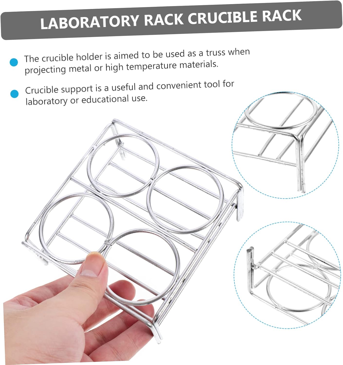 Cabilock 4holes Practical Chrome Plated Crucible Rack for Scientific Experiments Nickel Wire Lab Tool