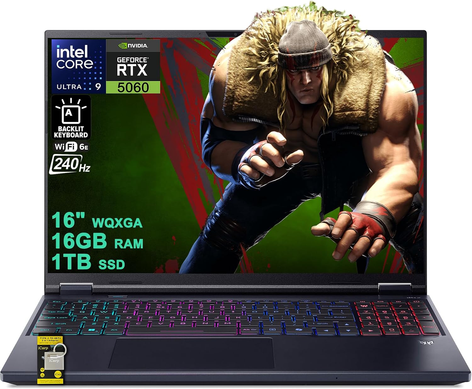 Predator Helios Neo 16S AI Gaming Laptop 16" 2560x1600 OLED 240Hz (100% DCI-P3 G-SYNC) Intel 24-core Ultra 9 275HX 16GB DDR5 1TB SSD GeForce RTX 5060 8GB GDDR7 (Up to 572 AI Tops) Win11 ICP Acc