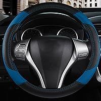 Vista 4 de Funda de cuero para volante de automóvil, protector de volante de automóvil antideslizante de cuero de microfibra transpirable, ajuste universal