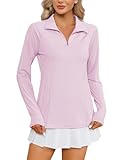 Women Long Sleeve Shirts Sun Protection 1&sol;4 Zip Summer Quick Dry Hiking Shirts Quarter Zip Pullover for Women