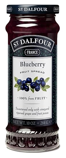 St Dalfour Blueberry Fruit Spread 284 g | No Added Sugar | 100% from Fruit | No Added Preservatives, Colours, Flavors or Sweeteners | No Corn Syrup | Traditional French Recipe