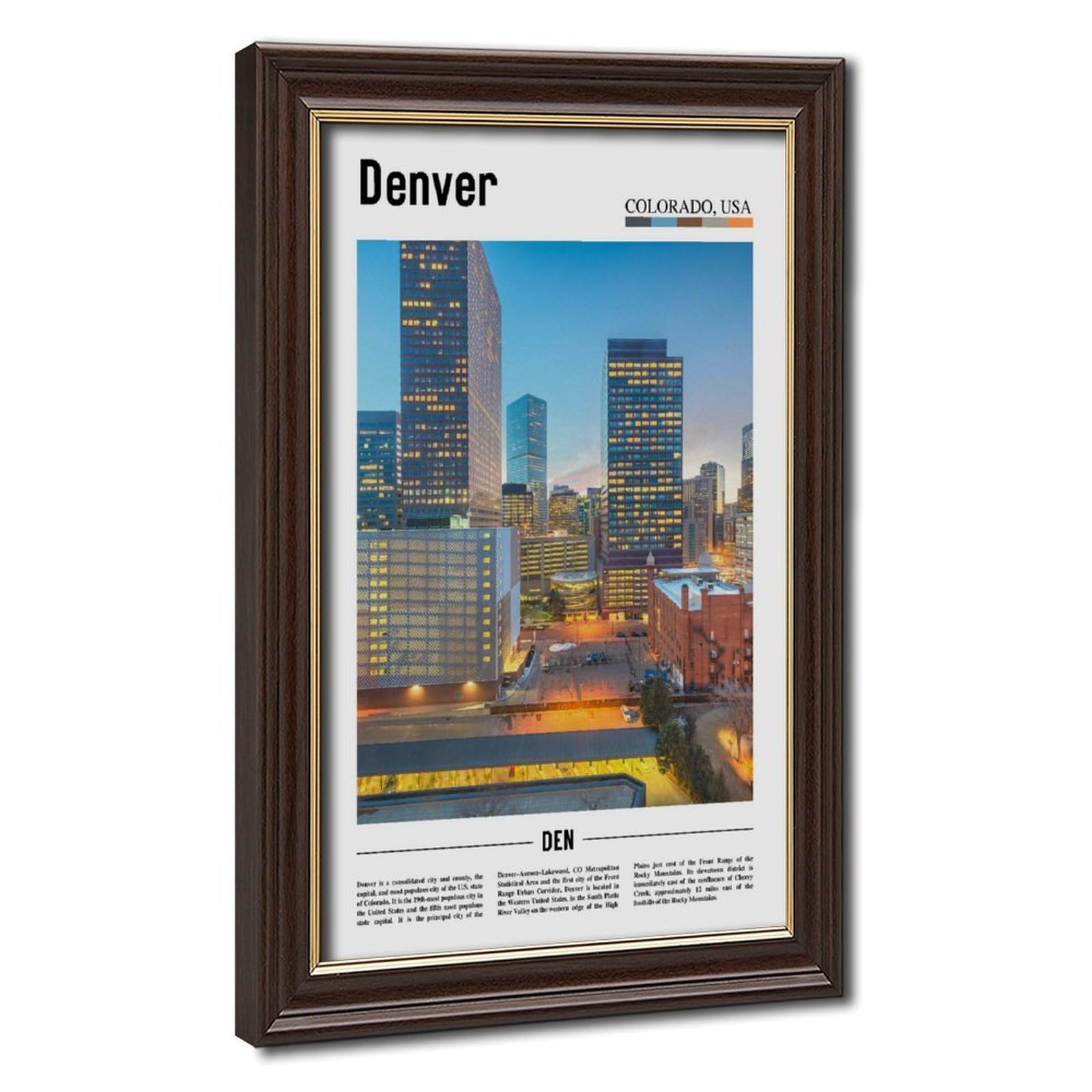 Wcyb Mokume Gane Frame Denver Colorado The United States Of America Landscape Travel Prints Posters Canvas Deco Paintings Wall Art For Office Living Room Hangable Frame 12" L