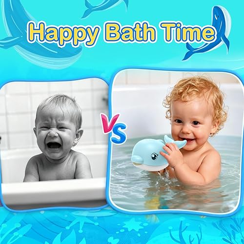 Miniatura 7 de Juguetes de baño, delfín iluminado, juguetes de baño para bebés de 6 a 12 años, de 12 a 18 meses, juguetes musicales recargables con aspersores,