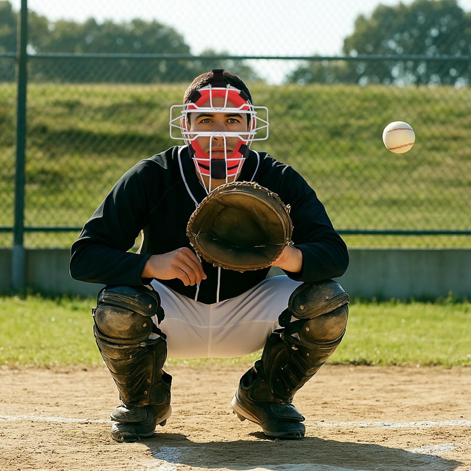 Baseball Catcher Mask Catchers Mask Umpire Gear Full Face Protective Mask for Baseball Softball Training Lightweight Secure Fit for Teens 13 Plus and Adults