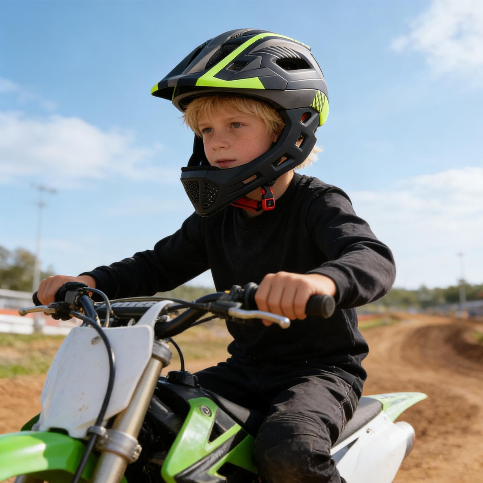 Casco integrale per bambini – Attrezzatura per equitazione, casco da bicicletta per attività all'aria aperta, design di sicurezza regolabile, leggero, resistente agli urti, equipaggiamento protettivo