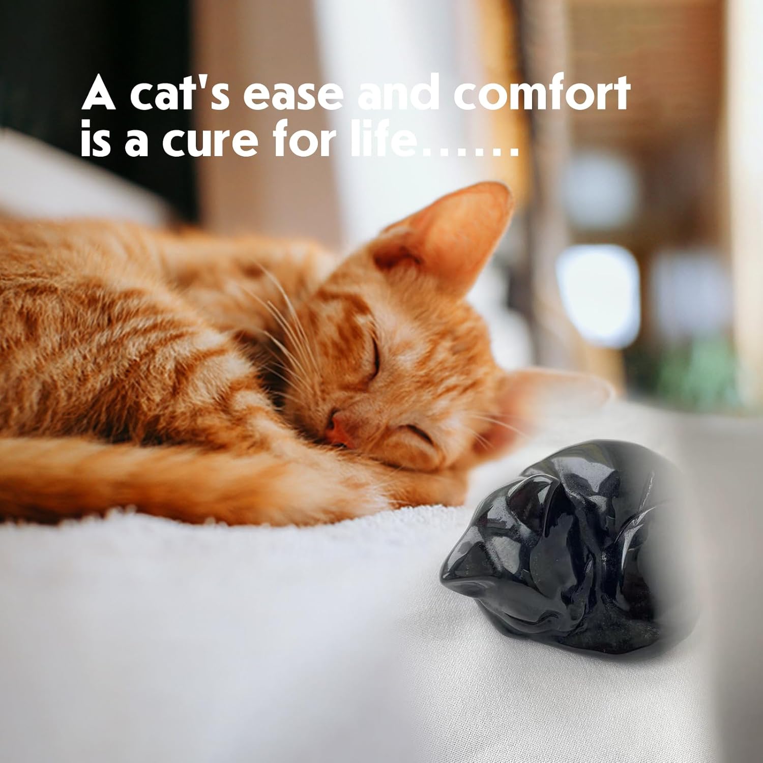 Runyangshi Flame Stone Crystal Cat Cute Office Desk Decor Cat Statue Natural Crystal Healing Stone Home Room Decor Lucky Cat Figurine Cat Gifts for Women Cat Lovers - Image 7