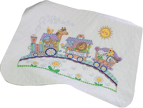 Dimensions Estampado de punto de cruz 'Baby Express' DIY Baby Quilt, 34" x 43"