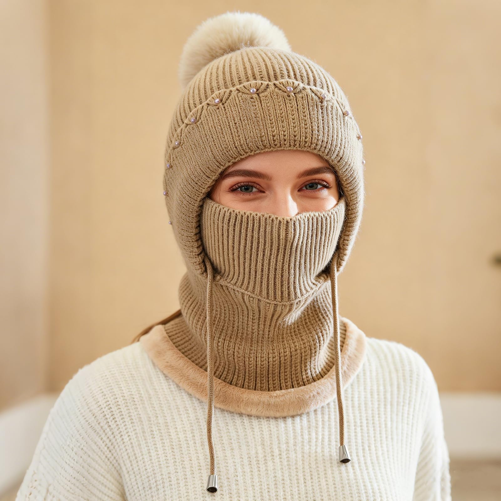 TAGVO Pasamontañas Termico para Mujer, Balaclava Polar Multifuncional Pasamontañas Invierno Capucha Polar Máscara de Esquí para Clima Frío Montaña Camping Senderismo