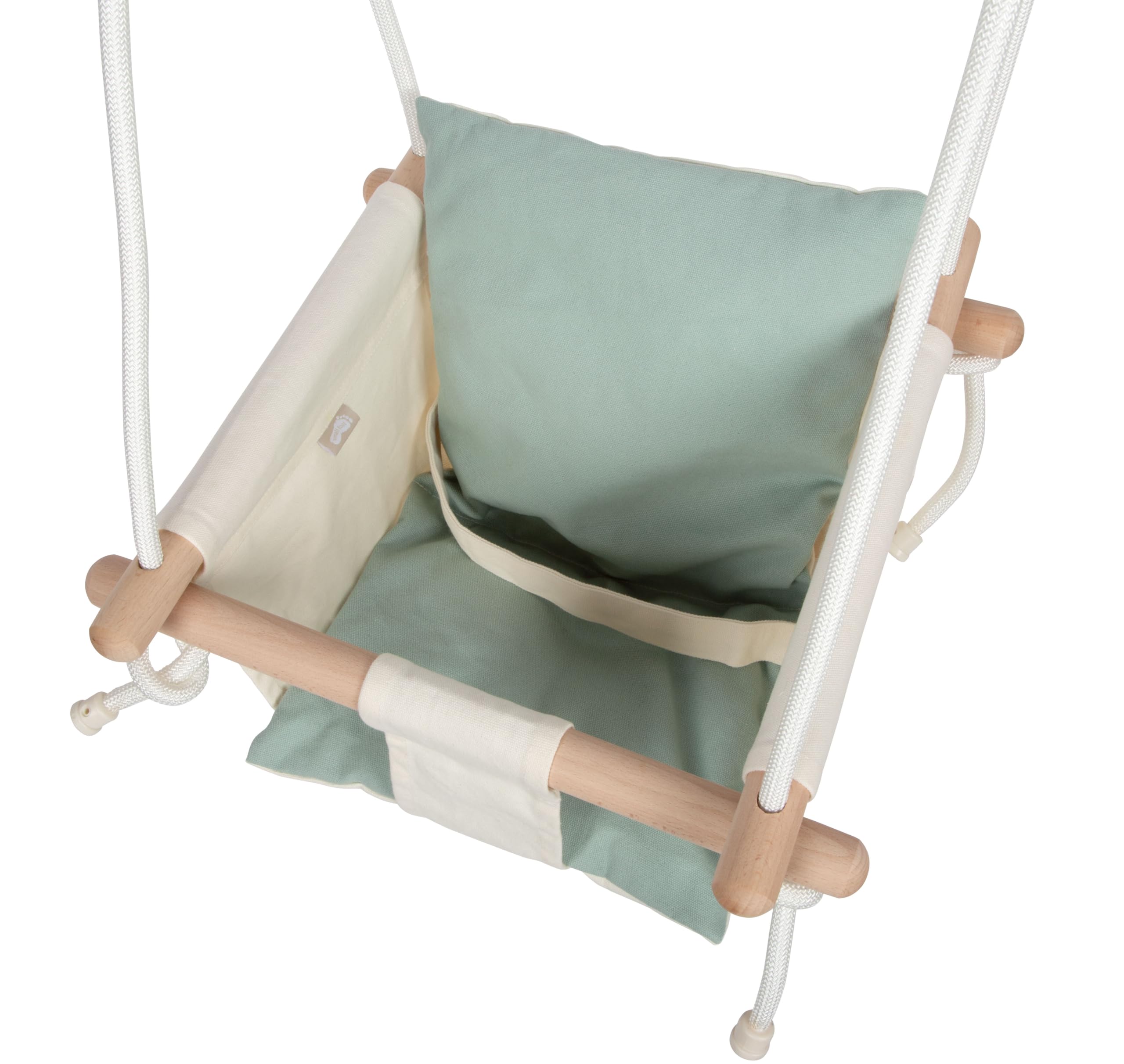 small foot Altalena per bebè beige, con cuscino reversibile rimovibile e cintura regolabile in lunghezza, per bambini piccoli dai 12 mesi, 12800