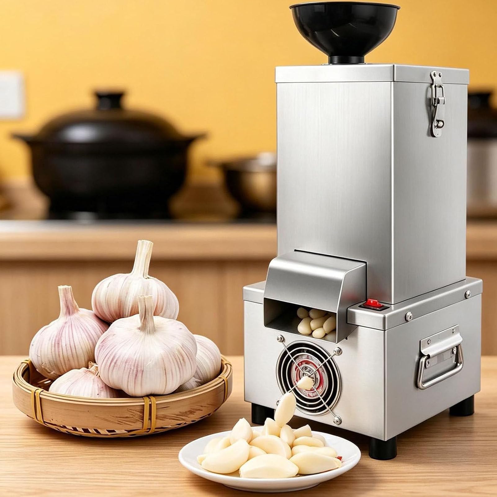 PioMue Commercial Garlic Peeler Machine with Hopper 220V
