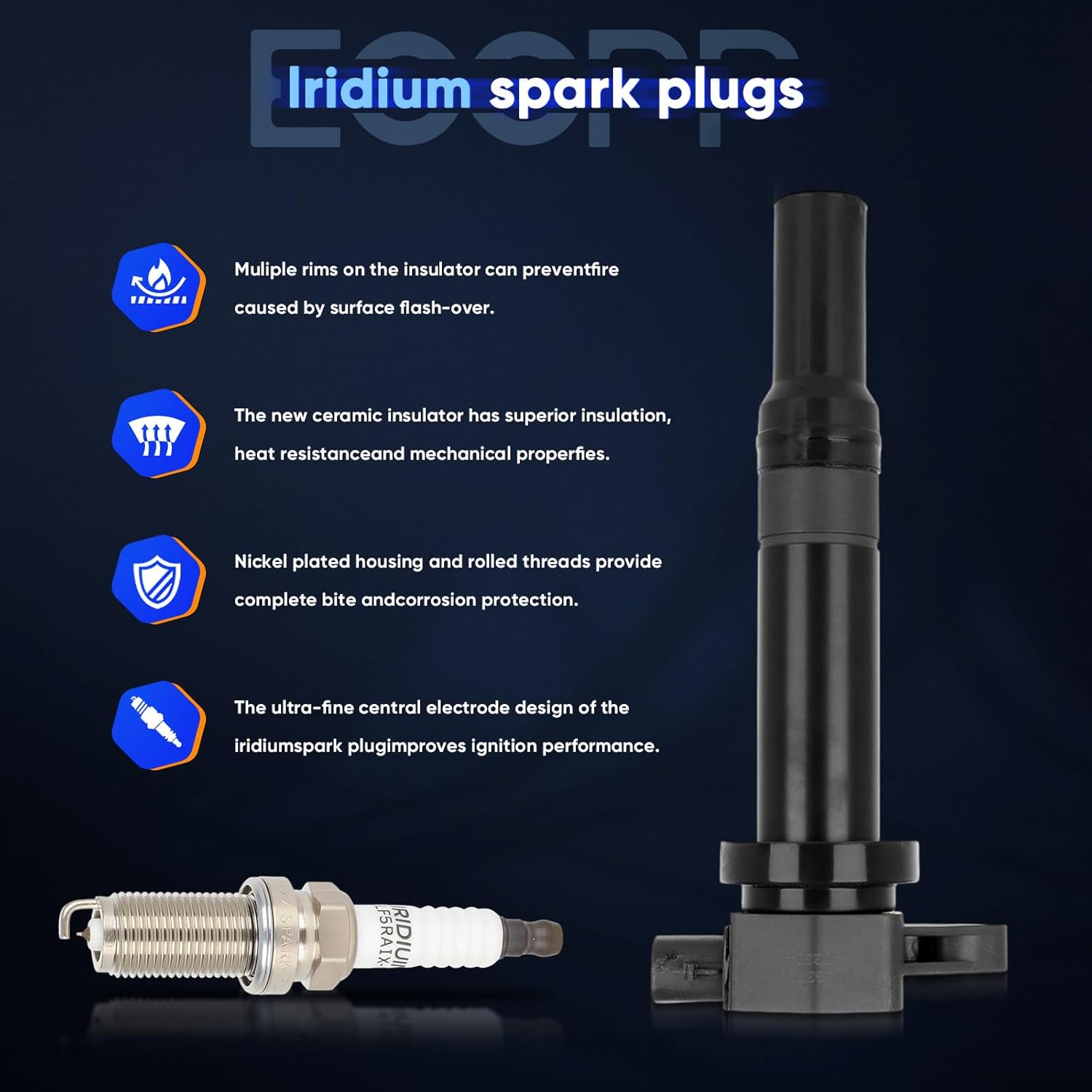 ECCPP UF269 Ignition Coil Coils&iridium Spark Plugs 7781 for Chrysler for Dodge Concorde Intrepid Concorde 300 Pacifica Prowler Magnum 2.7L 3.2L 3.5L 2001-2005 3.5L V6 set of 6