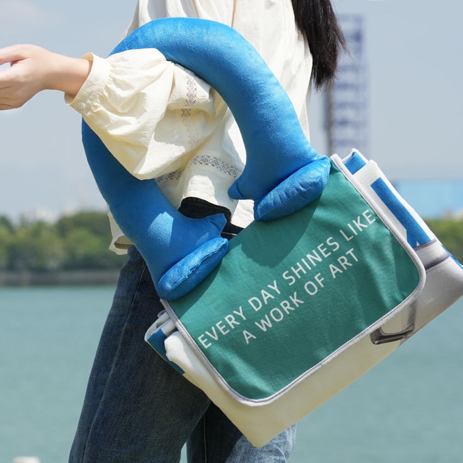 Borsa per tappetino da picnic, coperte da picnic impermeabili pieghevoli, coperta da parco extra large 600d Oxford, coperta da spiaggia all'aperto impermeabile, tappetino da picnic portatile
