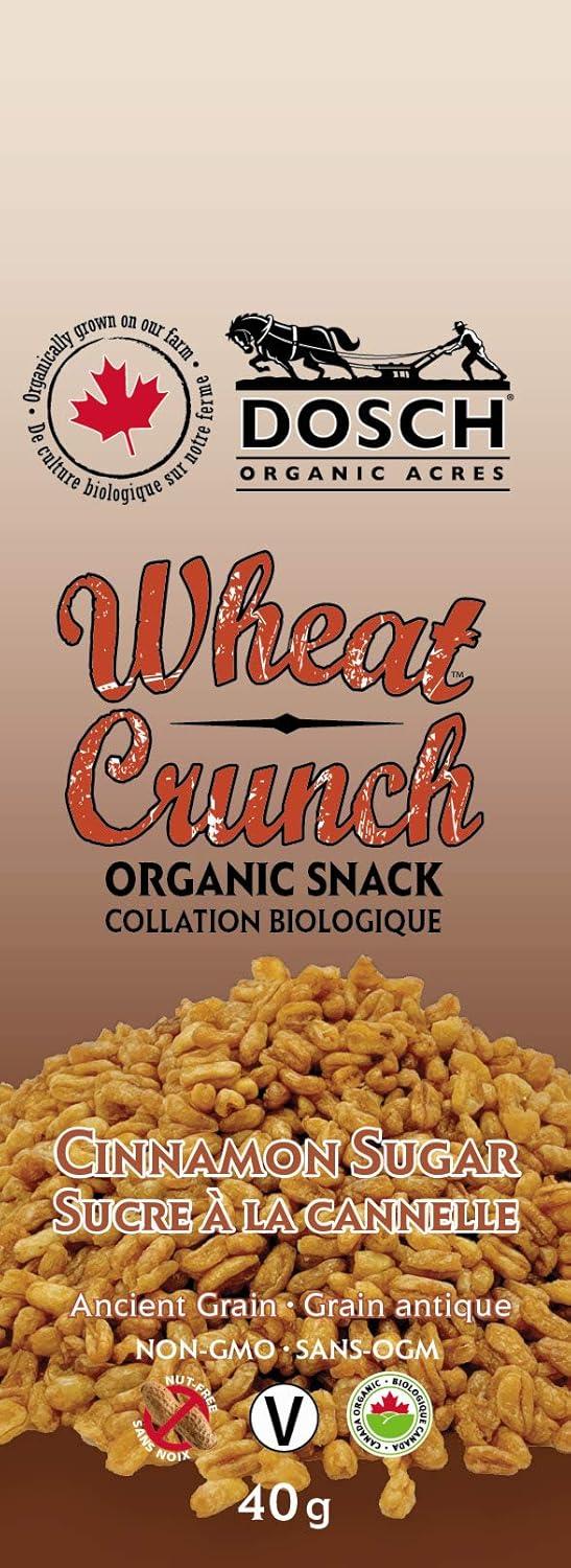Wheat Crunch (Cinnamon Sugar, Organic, Vegan, Nut Free, Snack, 40g Pkg 12)