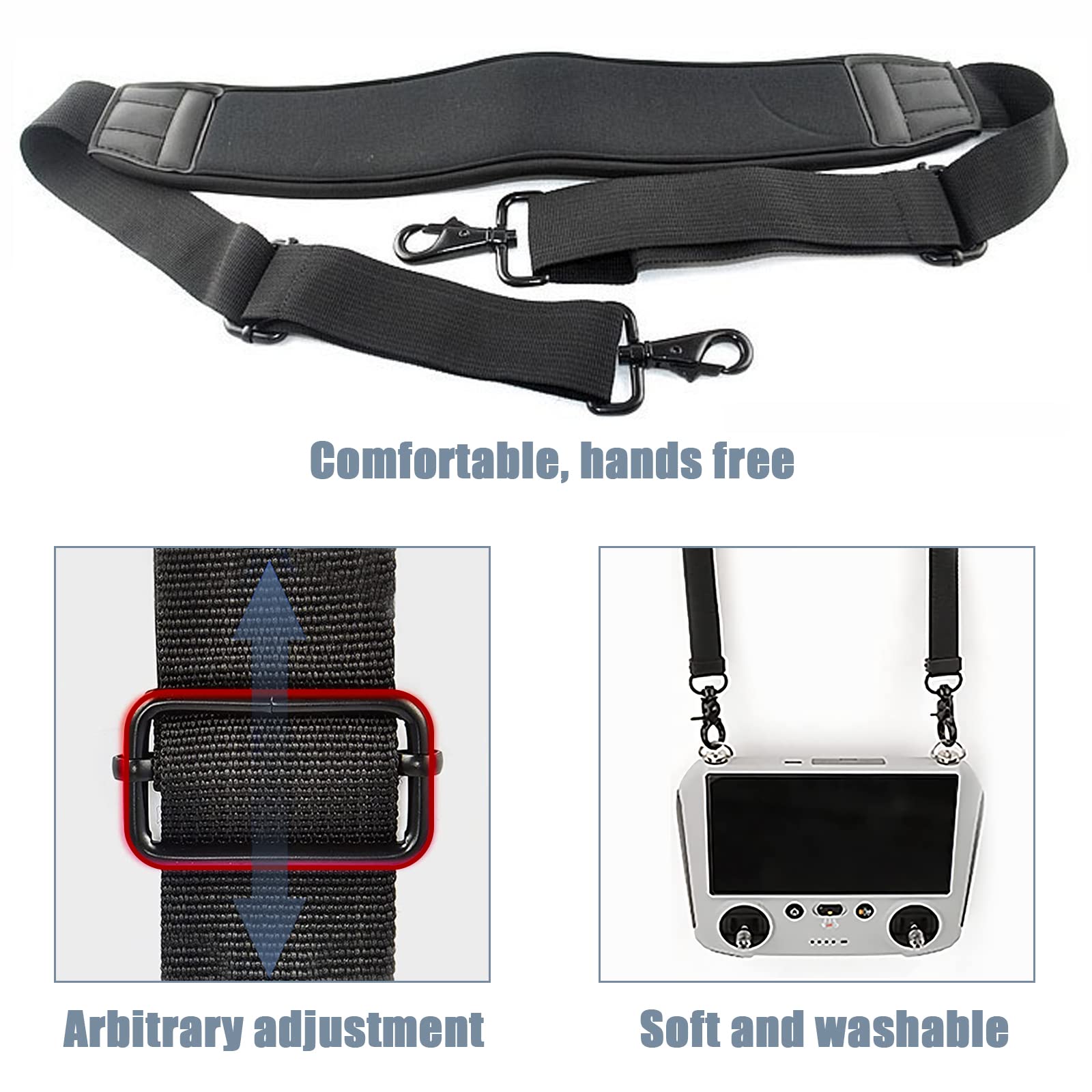 Sangle Cou Réglable Pour Manette DJI Mini 3 Pro - Nylon Tressé, Longueur 116-141 Cm, Vis En Alliage Aluminium